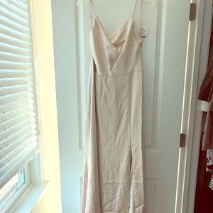 Amsale chloe dress size 8 color champagne fluid